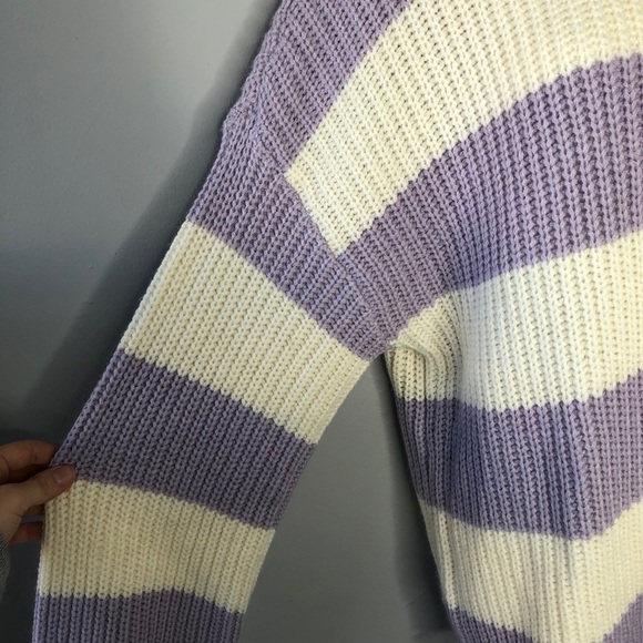 SANCTUARY NWT  Sweet Tooth Purple White Striped Sweater - Picture 4 of 8